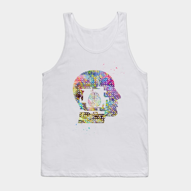 Circuit Man head with brain Tank Top by erzebeth